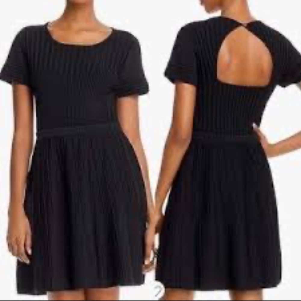 Parker New York Ribbed‎ Knit Fit & Flare Dress Black Size M NWT Open Back $348